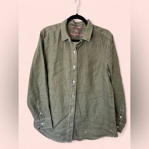 Tommy Bahama Linen Olive Button Down Shirt
